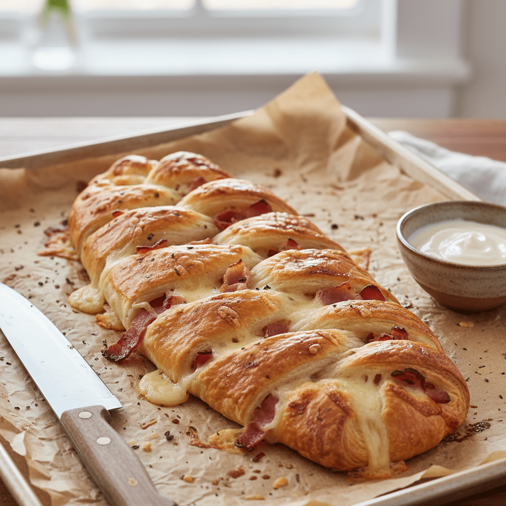 Ζαμπονοτυρόπιτα πλεκτή