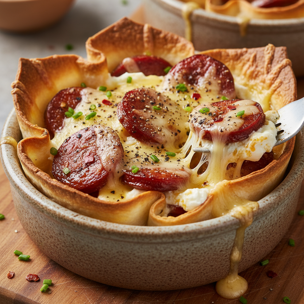 Τορτιγια με πικάντικο Λουκάνικο και&nbsp;Τυριά