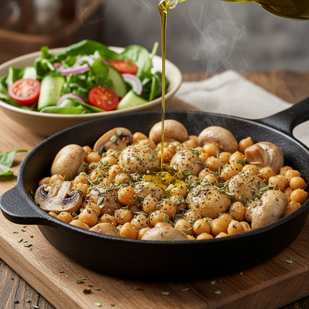 Τηγανητά μανιτάρια με&nbsp;ρεβύθια