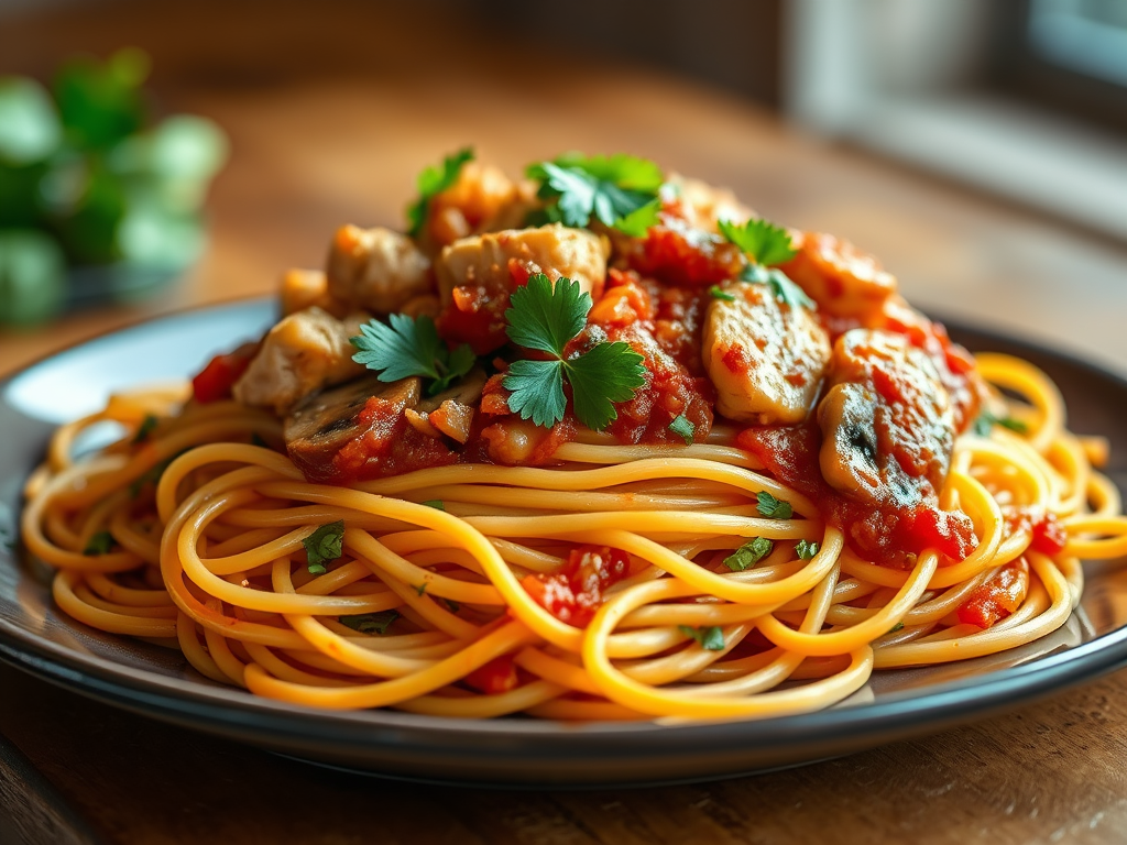 Μακαρονάδα με σάλτσα&nbsp;κοτόπουλου