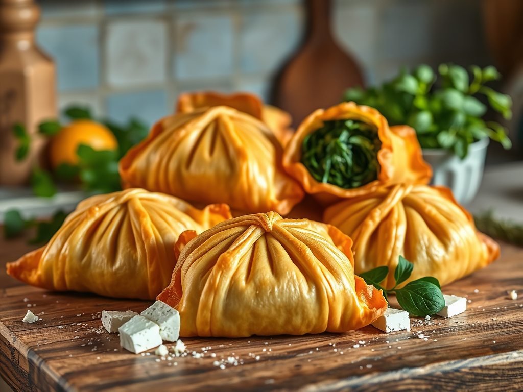 Σπανακοτυρόπιτα σε πουγκιά