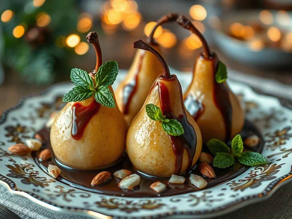 Αχλάδια ποσέ με&nbsp;σοκολάτα